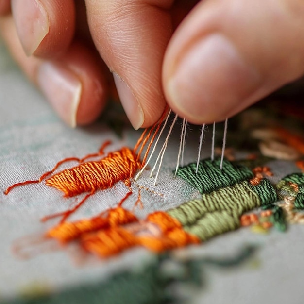 detaliu broderie pe pânză